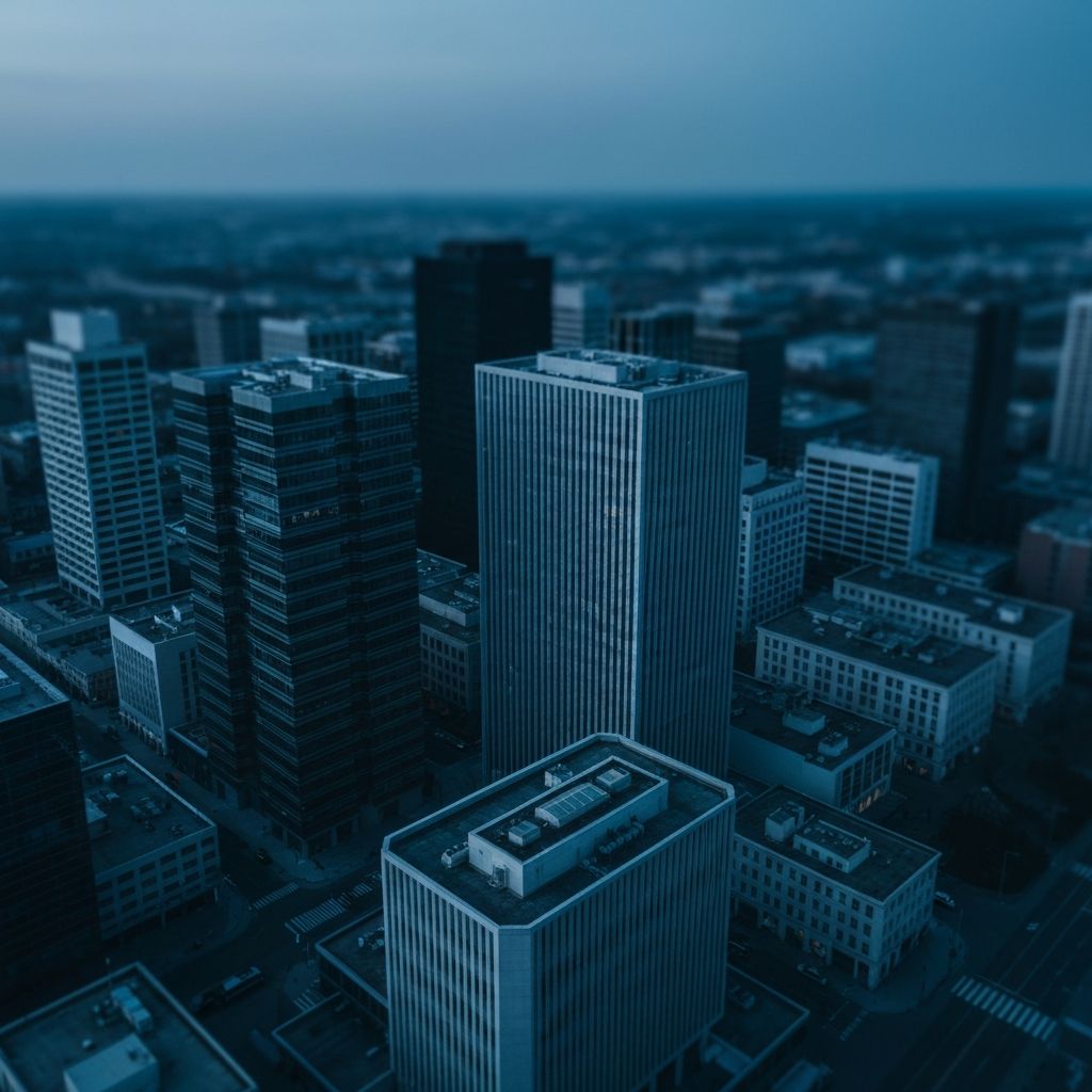 Modern city skyline representing growth and scale